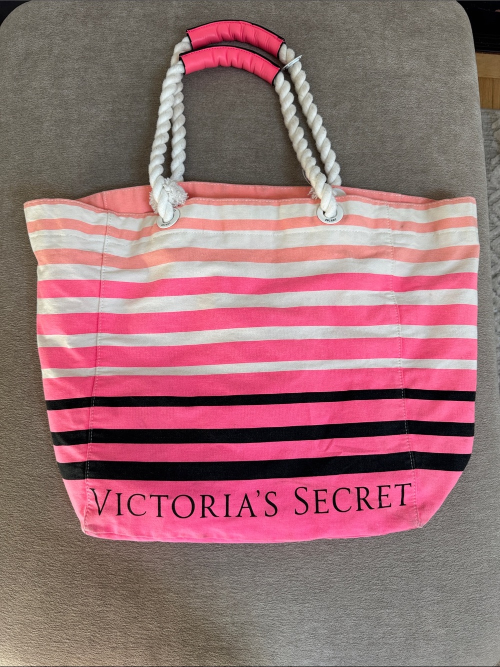 Victoria's Secret Pink Gradient Stripe Rope Tote